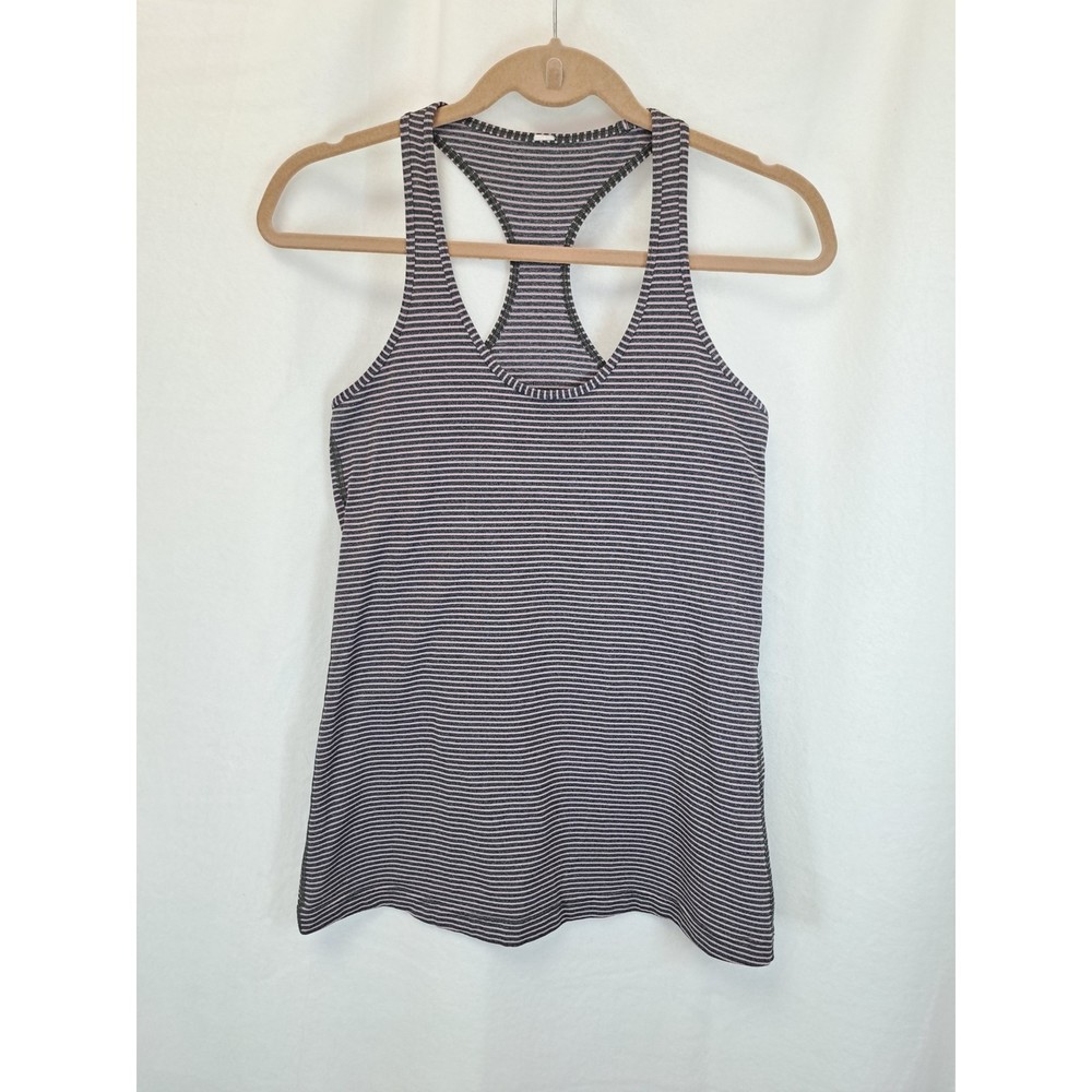 Lululemon Athletica Cool Racer Tank Top Gray Pink Striped Small Medium - Picture 3 of 6